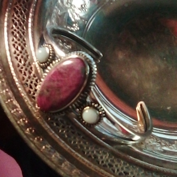 Custom Ruby Zoisite Cuff Bracelet stainless steel 3 sizes - Picture 4 of 4